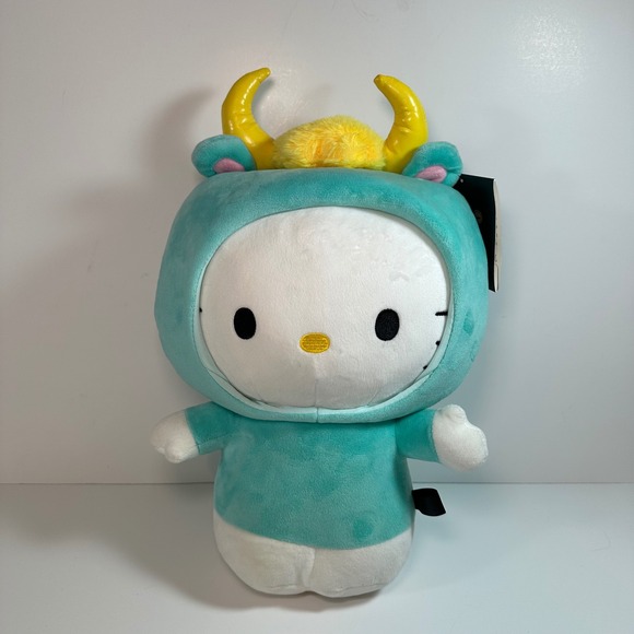 Kidrobot Hello Kitty Zodiac Taurus Plush Sanrio Teal Bull Costume 13 Inch NWT - Picture 2 of 8